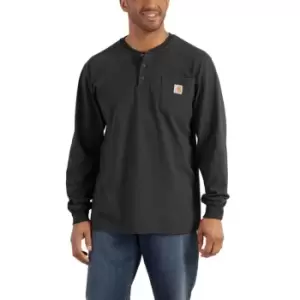 Image of Carhartt Mens Workwear Pocket Henley Long Sleeve T Shirt XL - Chest 46-48' (117-122cm)
