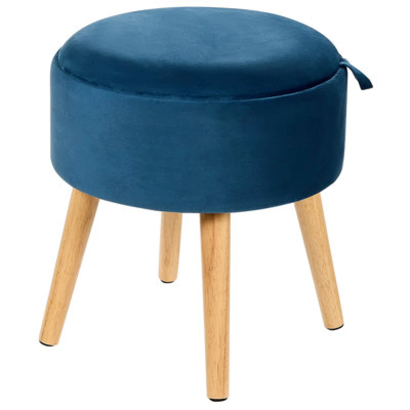 Image of Beliani Storage Stool Neely Velvet Navy Blue