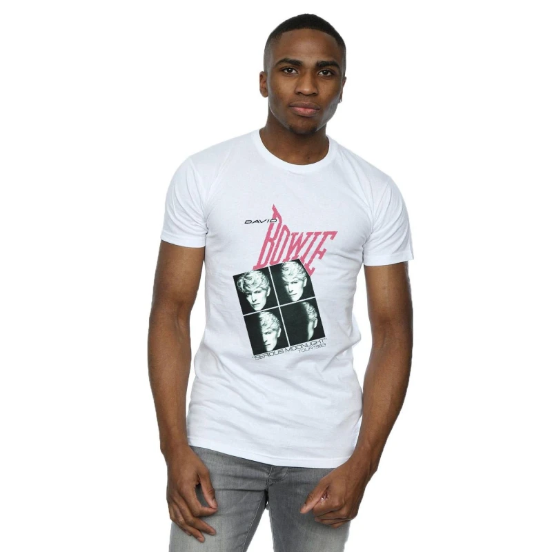 Image of David Bowie David Bowie Men Serious Moonlight Tour 83 T-Shirt in White Size: Small White S Male 5057981578283