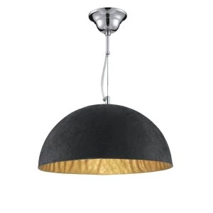 Image of 1 Light Dome Ceiling Pendant Black, Gold, E27