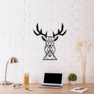 Image of Deer Head Black Decorative Metal Wall Accessory