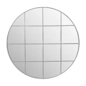 Image of Olivia's Metal 16 Pane Round Wall Mirror in Silver
