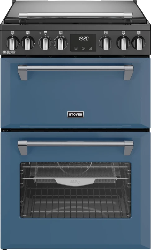 Image of Stoves 60cm wide Double Oven Dual Fuel Richmond DX MRA 60DF Mini Range Cooker - Twilight Blue - A/A Rated