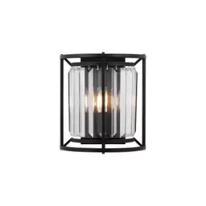Image of Guilford Wall Lamp, 2 Light E14, Satin Black, Clear