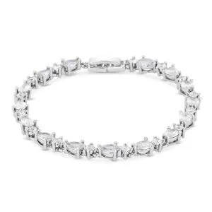 Image of Jon Richard Silver Plated Clear Cubic Zirconia Pear Allway Bangle Bracelet