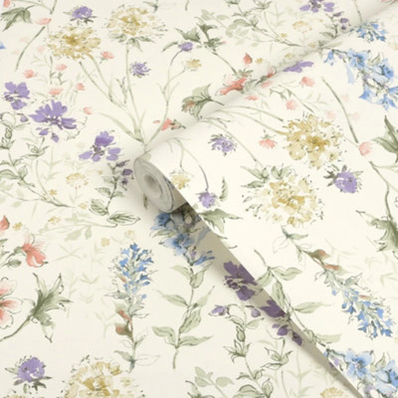Image of Laura Ashley Contemporary Multicolour Wild Meadow Smooth Wallpaper