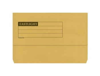 Image of Document Wallet Manilla Foolscap Half Flap 285gsm Yellow - Pack of 50