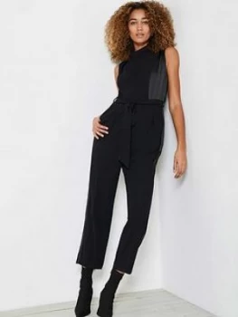 Image of Mint Velvet Cowl Sleeveless Jumpsuit - Black, Size 6, Women