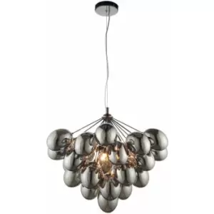 Image of Ceiling Pendant Light Black Chrome Plate & Smoked Mirror Glass 6 x 28W G9