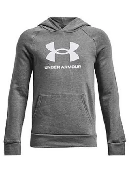 Image of Under Armour Boys Rival Fleece Big Logo Hoodie - Grey, Size M=9-10 Years