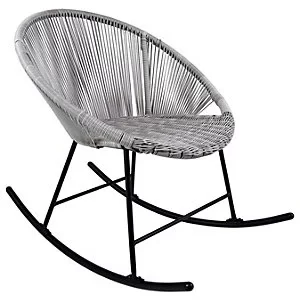Image of Charles Bentley Bali Rocking Chair Grey PE Rattan, Powder Coated Steel Frame