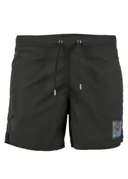 Image of Emporio Armani Mens Irridecent Patch Swim Short In Black