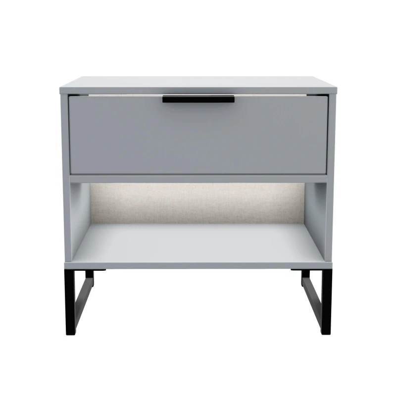 Image of Madrid 1 Drawer 1 Open Bedside In Dusk Grey (Ready Assembled)