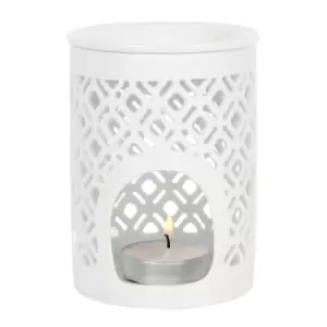 Image of White Matte Lattice Cut Oil Burner