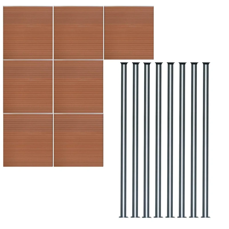 Image of Monstershop Composite Fence Panels & LED Posts 6ft x 40ft - Brown Brown Unisex