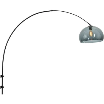 Image of Sienna Lighting - Sienna Sparkled Light Cylindrical Pendant Ceiling Light Matt Black, Shade Of Smoked Glass