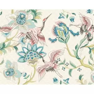 Image of Origin Murals Cranes In Flight Cream Wall Mural - 3.5 x 2.8m