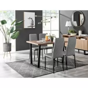 Image of Kylo Brown Wood Effect Dining Table & 4 Grey Milan Black Leg Chairs - Elephant Grey