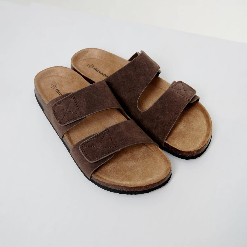 Image of Threadbare Faux Suede Two Strap Sandals Chocolate male 11