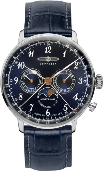 Image of Zeppelin Watch LZ 129 Hindenburg Moonphase Mens - Blue ZPN-002