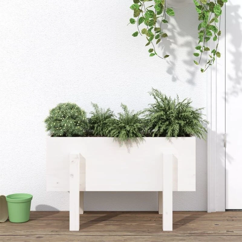 Image of vidaXL Garden Planter White 62x30x38cm Solid Wood Pine, White 825178
