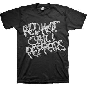 Image of Red Hot Chili Peppers - Black & White Logo Unisex Medium T-Shirt - Black