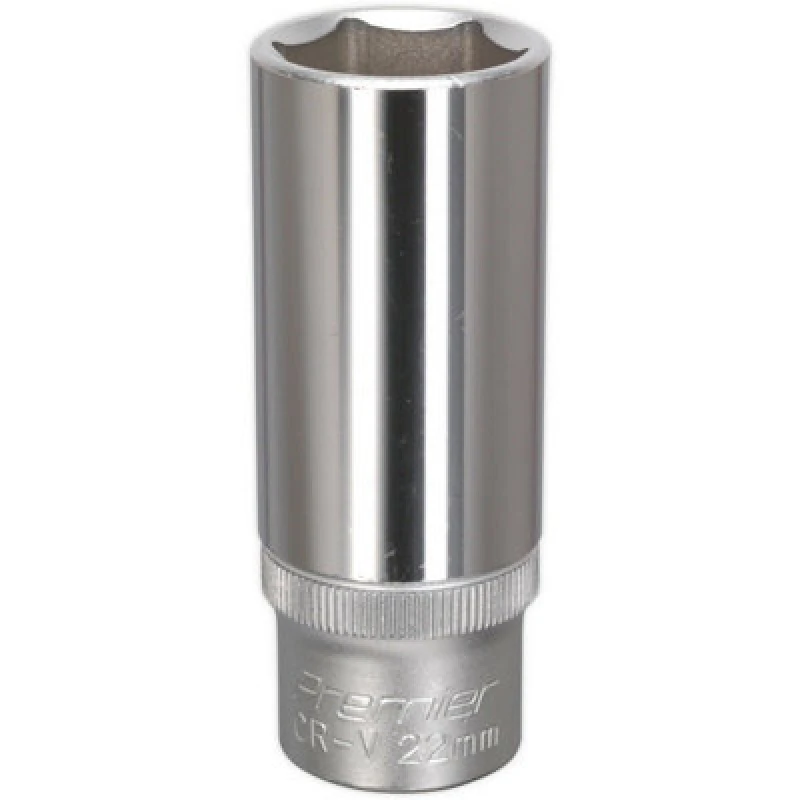 Image of Loops 22mm Steel Deep Drive Socket - 1/2" Square Drive - Chrome Vanadium Socket Metallics