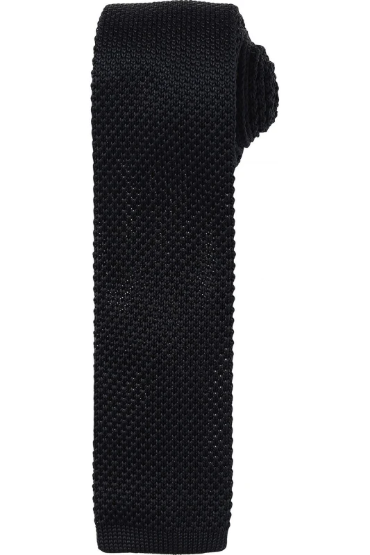Image of Premier Premier Men Slim Textured Knit Effect Tie in Black One Size Male 5057080771004
