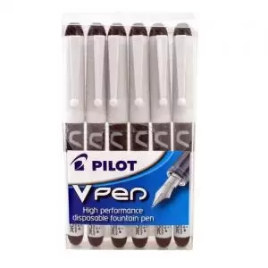 Image of Pilot V Pen Disposable Fountain Pen Blue Wallet Pack 6 75790PT