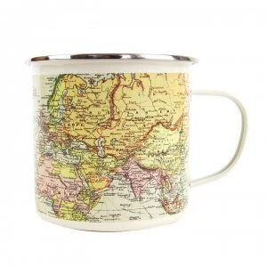 Image of Gift Republic Map Pale Enamel Mug - Man ofthe World