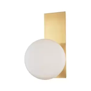 Image of Hinsdale 1 Light Wall Sconce Brass, Glass