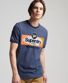 Image of Superdry Mens Vintage Crossing Lines Ringer T-Shirt Navy / Navy Marl/dark Grey - Size: XL