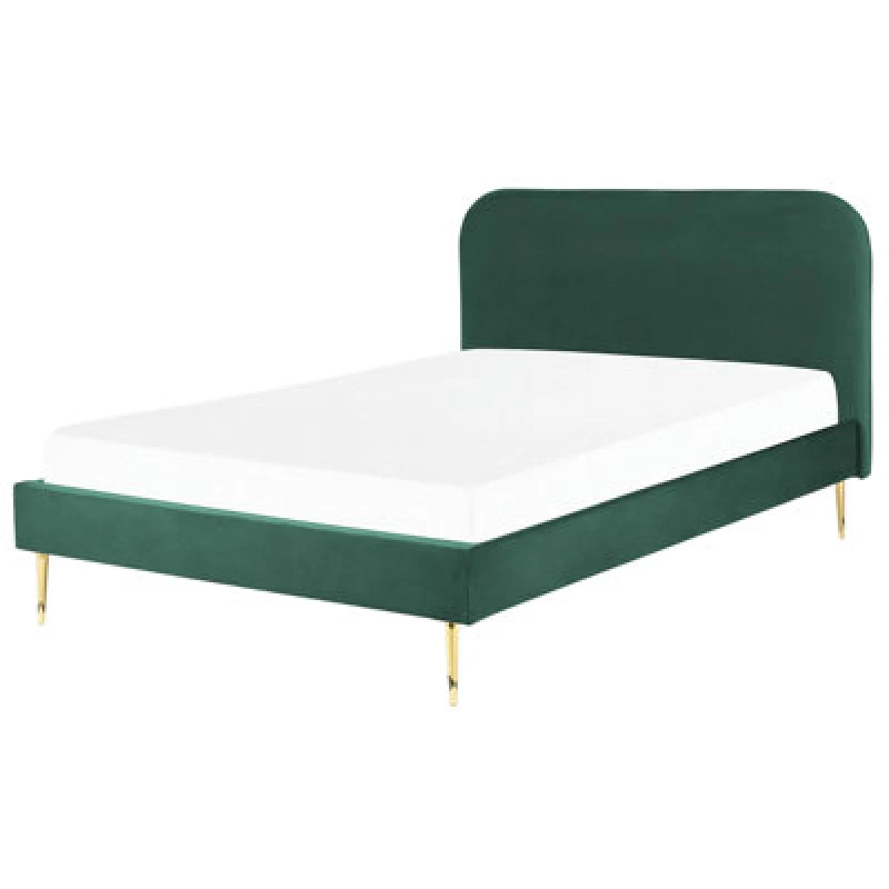 Image of Beliani Bed Velvet Flayat 140 X 200 Cm (Eu Double) Emerald Green
