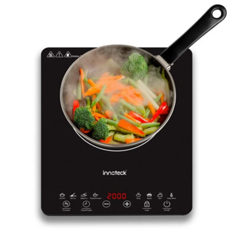 Image of Innoteck Kitchen Pro Single Digital Induction Hob -8 Pre-Sets, Adjustable Temp & Timer, Child Safe Lock, 2000W