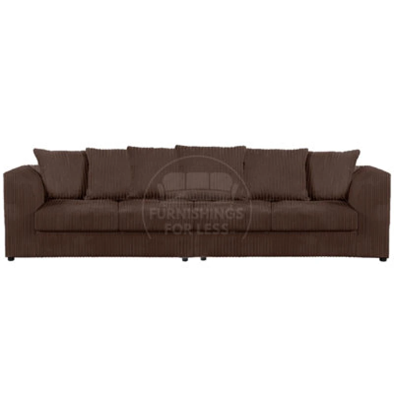 Image of Furnishings For Less UK Luxor Long Fabric Jumbo Cord 4 Seater Sofa - Scatter Back Chocolate