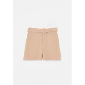 Image of Missguided Tailored Belted Shorts - Neutral
