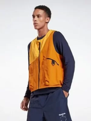 Image of Reebok Road Trip Woven Utility Vest, Orange, Size L, Men