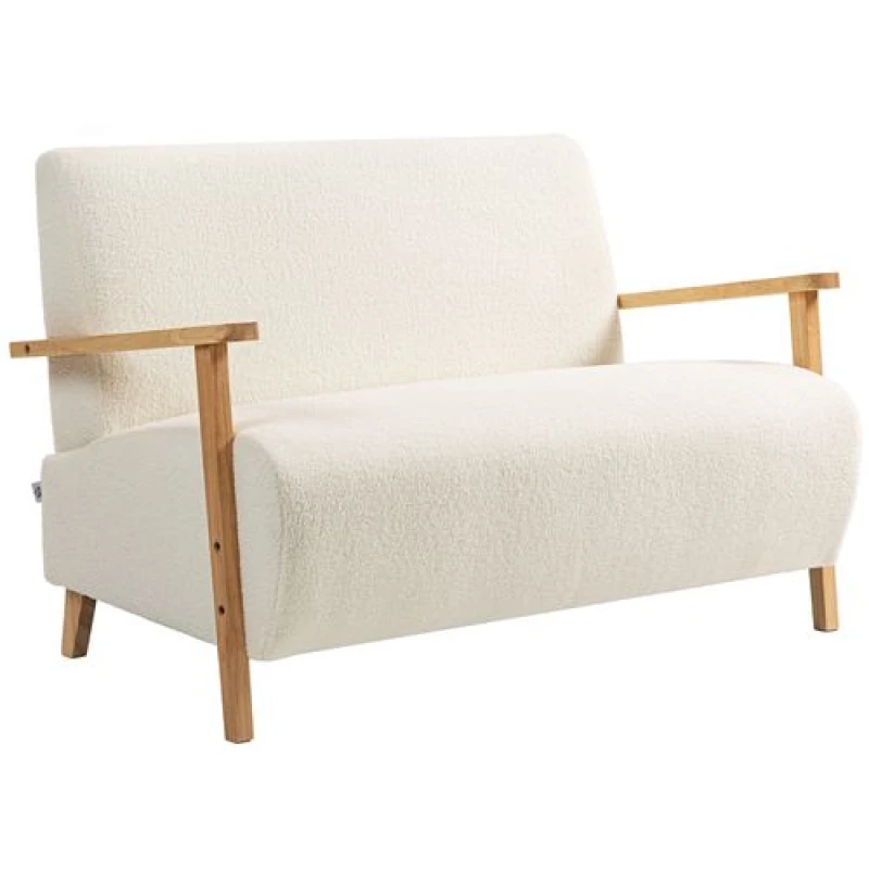 Image of HOMCOM HOMCOM 2 Seater Sofa, Fabric Modern Loveseat for Living Room, Cream Cream 2 Seater Unisex 5063603506312