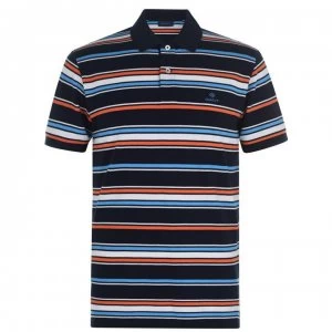 Image of Gant Gant Stripe Short Sleeve Rugger Polo Shirt - Navy 433