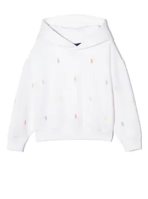 Image of Ralph Lauren Girls AOP Hoodie - White - 8-10 Years