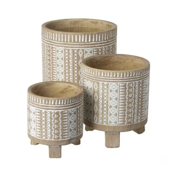 Image of Wooden Patterned Pot Set By Heaven Sends