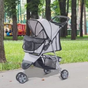 Image of PawHut Pet Travel Stroller W/Three Wheels-Grey