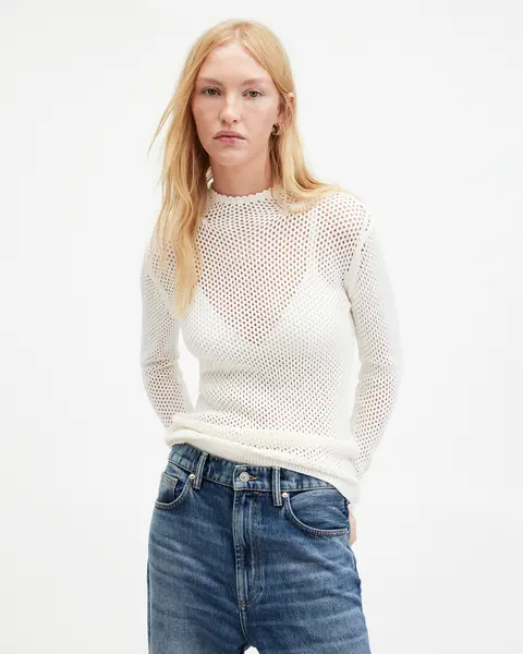 Image of AllSaints Avril Roll Neck Open Stitch Jumper