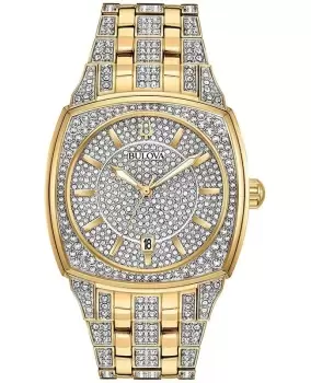 Image of Bulova Phantom Crystal Pave Dial Steel Mens Watch 98B323 98B323