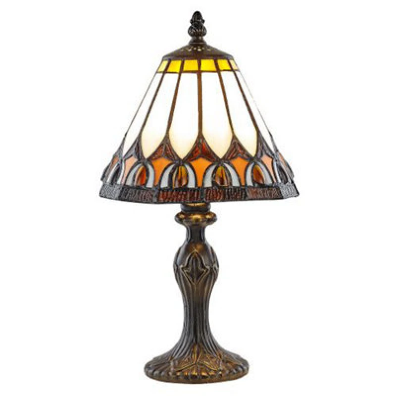 Image of Happy Homewares Art Denergy Savingtiffany Glass Table Lamp With Amber Shade