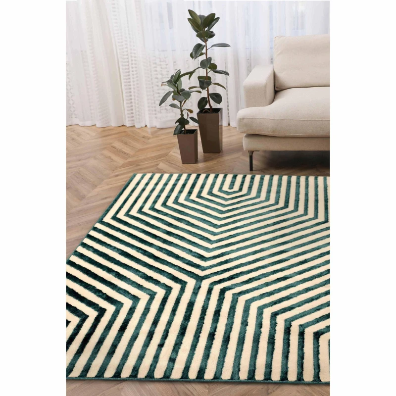 Image of Homemaker Brio Linear Textured Rug Teal 120X170 WB74001