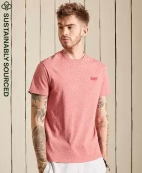 Image of Superdry Mens Organic Cotton Vintage Logo Embroidered T-Shirt Red / Mid Red Grit - Size: L