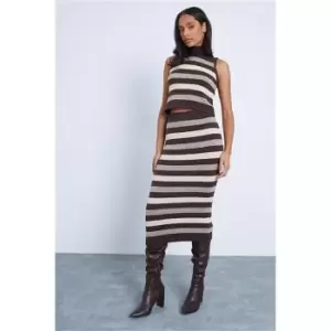 Image of I Saw It First Chocolate Maxi Striped Knitted Tube Skirt - Brown