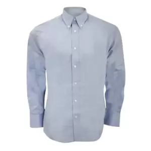 Image of Kustom Kit Mens Long Sleeve Tailored Fit Premium Oxford Shirt (17inch) (Light Blue)