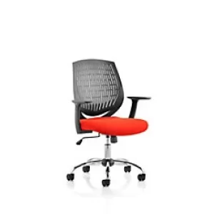 Image of Dynamic Basic Tilt Task Operator Chair Fixed Arms Dura Black Back, Tobasco Red Seat Medium Back
